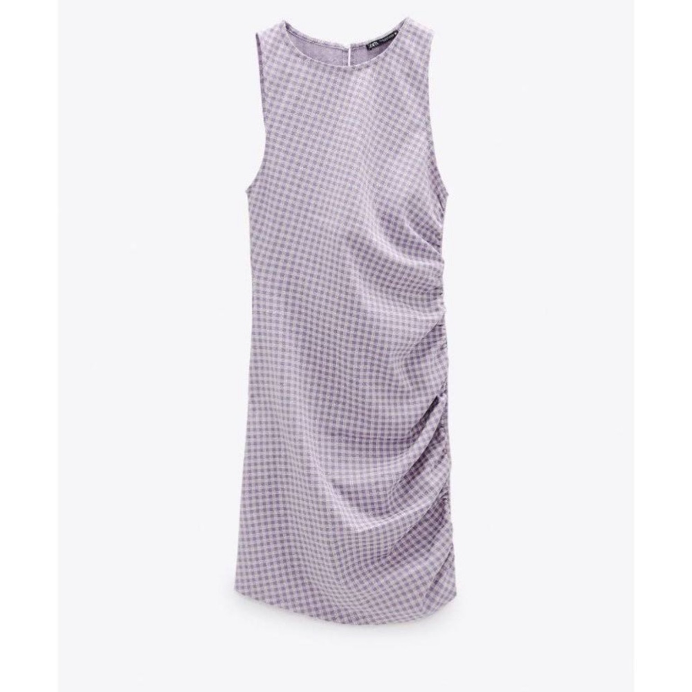 Zara ruched gingham dress